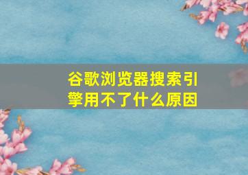 谷歌浏览器搜索引擎用不了什么原因