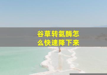 谷草转氨酶怎么快速降下来