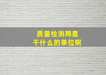 质量检测局是干什么的单位啊