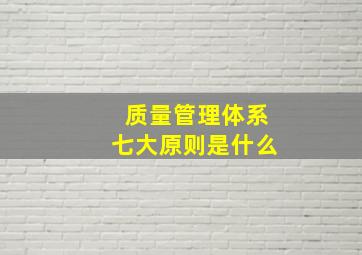 质量管理体系七大原则是什么