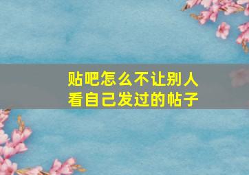 贴吧怎么不让别人看自己发过的帖子