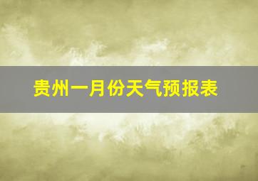 贵州一月份天气预报表