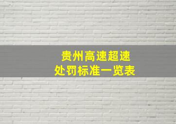 贵州高速超速处罚标准一览表