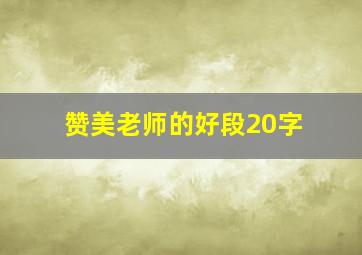 赞美老师的好段20字