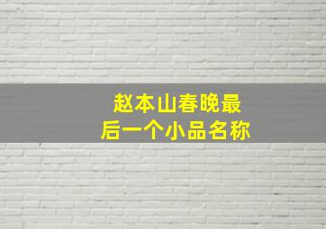 赵本山春晚最后一个小品名称