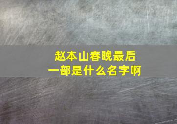 赵本山春晚最后一部是什么名字啊