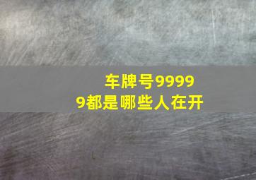 车牌号99999都是哪些人在开