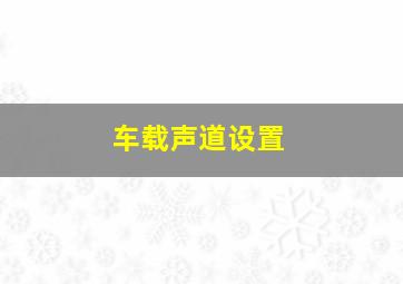 车载声道设置