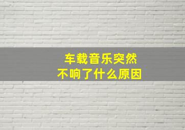 车载音乐突然不响了什么原因