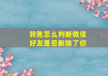 转账怎么判断微信好友是否删除了你