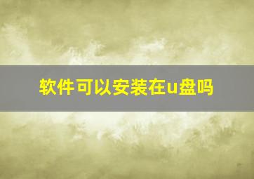 软件可以安装在u盘吗