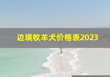 边境牧羊犬价格表2023