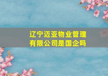 辽宁迈亚物业管理有限公司是国企吗