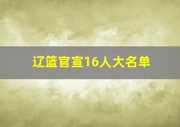 辽篮官宣16人大名单