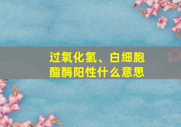 过氧化氢、白细胞酯酶阳性什么意思