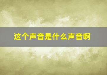 这个声音是什么声音啊