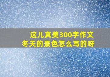 这儿真美300字作文冬天的景色怎么写的呀