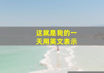 这就是我的一天用英文表示