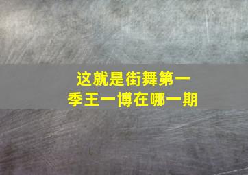 这就是街舞第一季王一博在哪一期