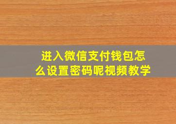 进入微信支付钱包怎么设置密码呢视频教学