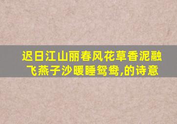 迟日江山丽春风花草香泥融飞燕子沙暖睡鸳鸯,的诗意