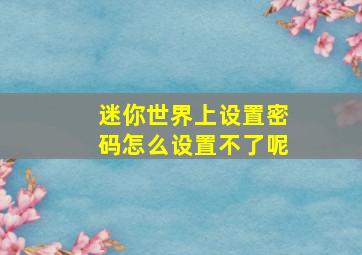 迷你世界上设置密码怎么设置不了呢