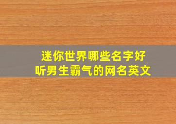 迷你世界哪些名字好听男生霸气的网名英文