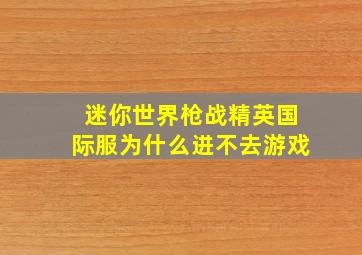 迷你世界枪战精英国际服为什么进不去游戏