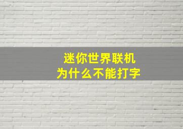 迷你世界联机为什么不能打字