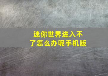 迷你世界进入不了怎么办呢手机版