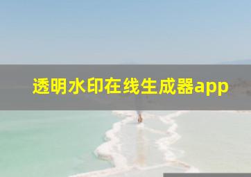 透明水印在线生成器app