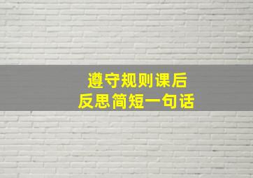 遵守规则课后反思简短一句话