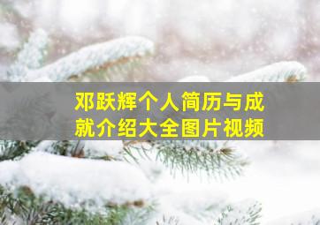 邓跃辉个人简历与成就介绍大全图片视频