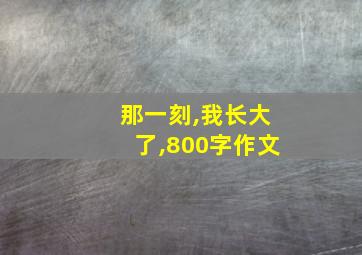 那一刻,我长大了,800字作文