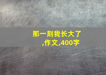 那一刻我长大了,作文,400字