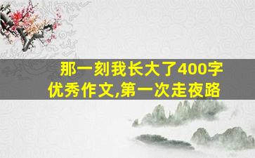 那一刻我长大了400字优秀作文,第一次走夜路