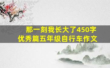 那一刻我长大了450字优秀篇五年级自行车作文