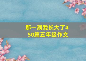 那一刻我长大了450篇五年级作文