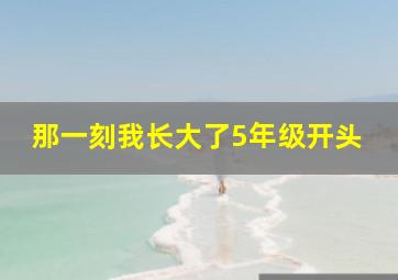 那一刻我长大了5年级开头