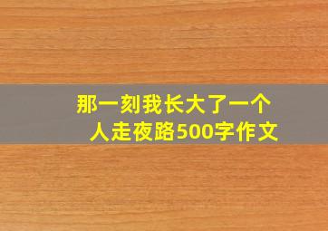 那一刻我长大了一个人走夜路500字作文