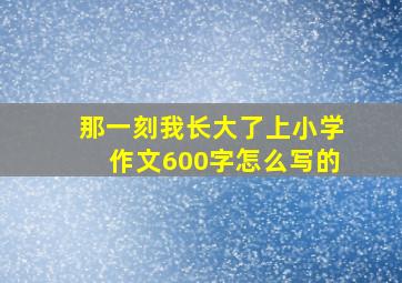 那一刻我长大了上小学作文600字怎么写的