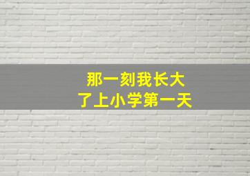 那一刻我长大了上小学第一天