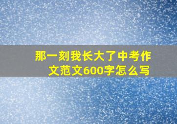 那一刻我长大了中考作文范文600字怎么写