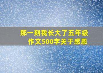 那一刻我长大了五年级作文500字关于感恩