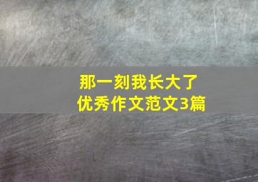 那一刻我长大了优秀作文范文3篇