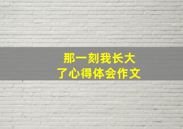 那一刻我长大了心得体会作文