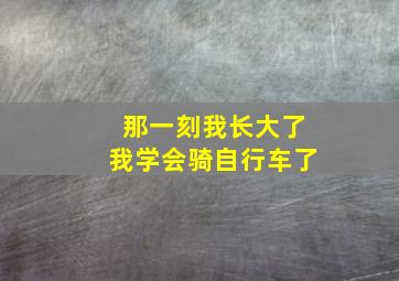 那一刻我长大了我学会骑自行车了