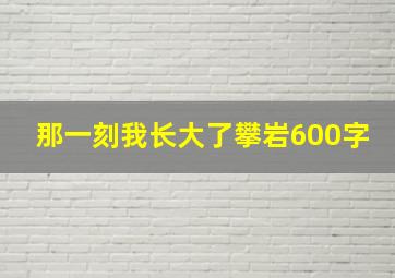 那一刻我长大了攀岩600字