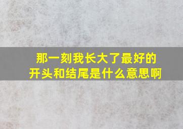 那一刻我长大了最好的开头和结尾是什么意思啊