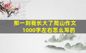 那一刻我长大了爬山作文1000字左右怎么写的